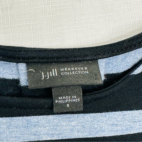 J. Jill Small Wearever Collection Black & Blue Striped Dress - Picture 13 of 14